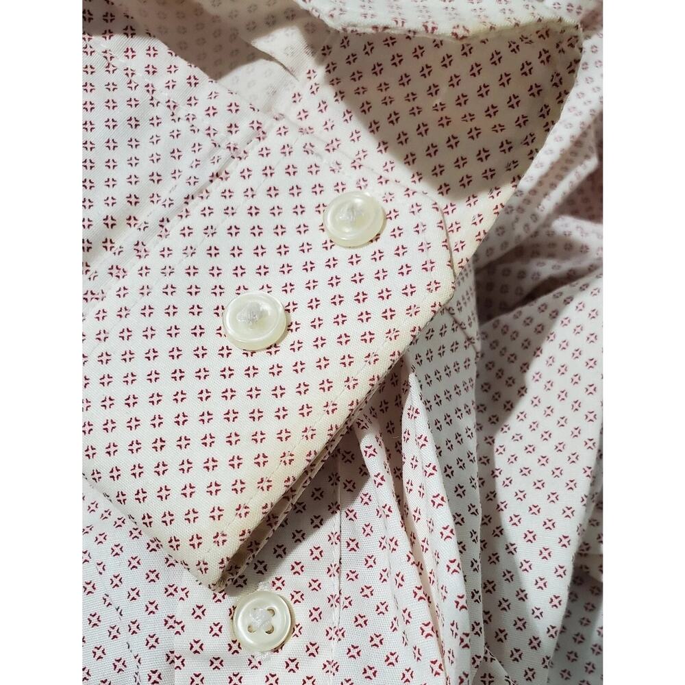 Zara Man Super Slim Fit Shirt Small Beige Maroon Print - Picture 10 of 10